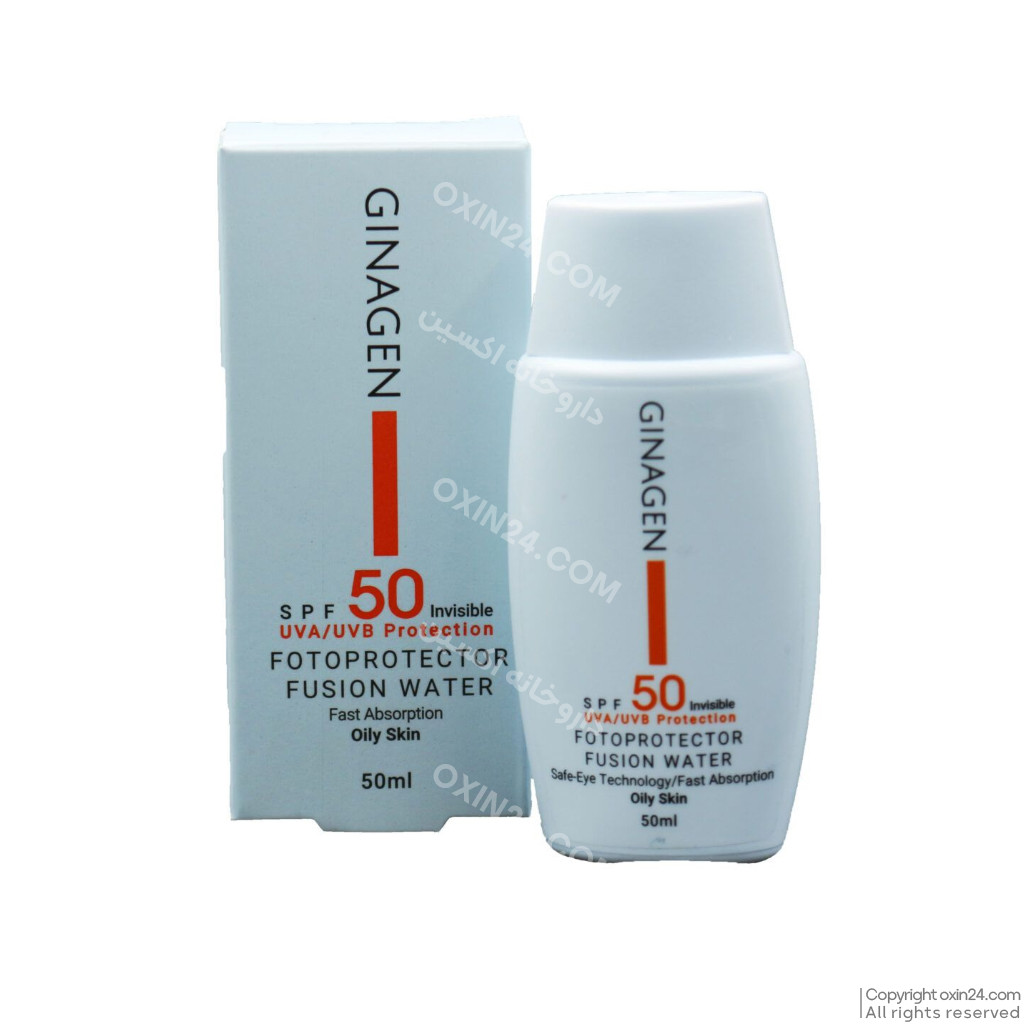 ضد آفتاب بی رنگ فیوژن واتر ژیناژن مناسب پوست خشک حجم ۵۰ml